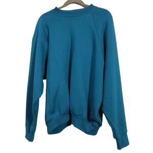 Vintage Fruit Of The Loom Blank Crewneck Used Sweatshirt Unisex Teal Blue 3x​